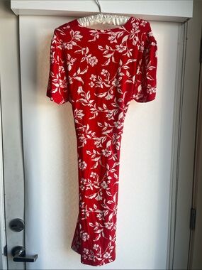 Women’s Red Floral Short-Sleeve Midi Dress by Hobbs
